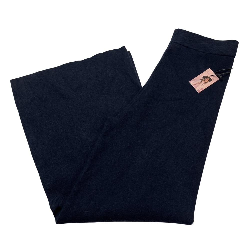 Blue Wide Leg‎ Pants Size XL Sweater Knit Flare Pull On Y2K Preppy Casual Lounge